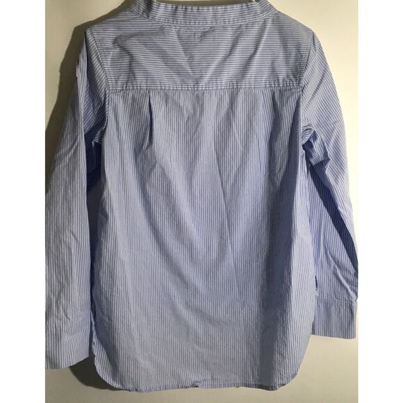 J. Crew Women’s Size 2 Blue & White Striped Funnel Neck Organic Cotton Blouse - Picture 7 of 7